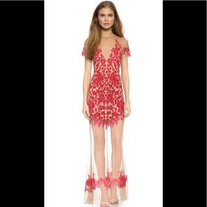 BNWT For Love & Lemons Luau Maxi Dress in Red/Nude Size XS